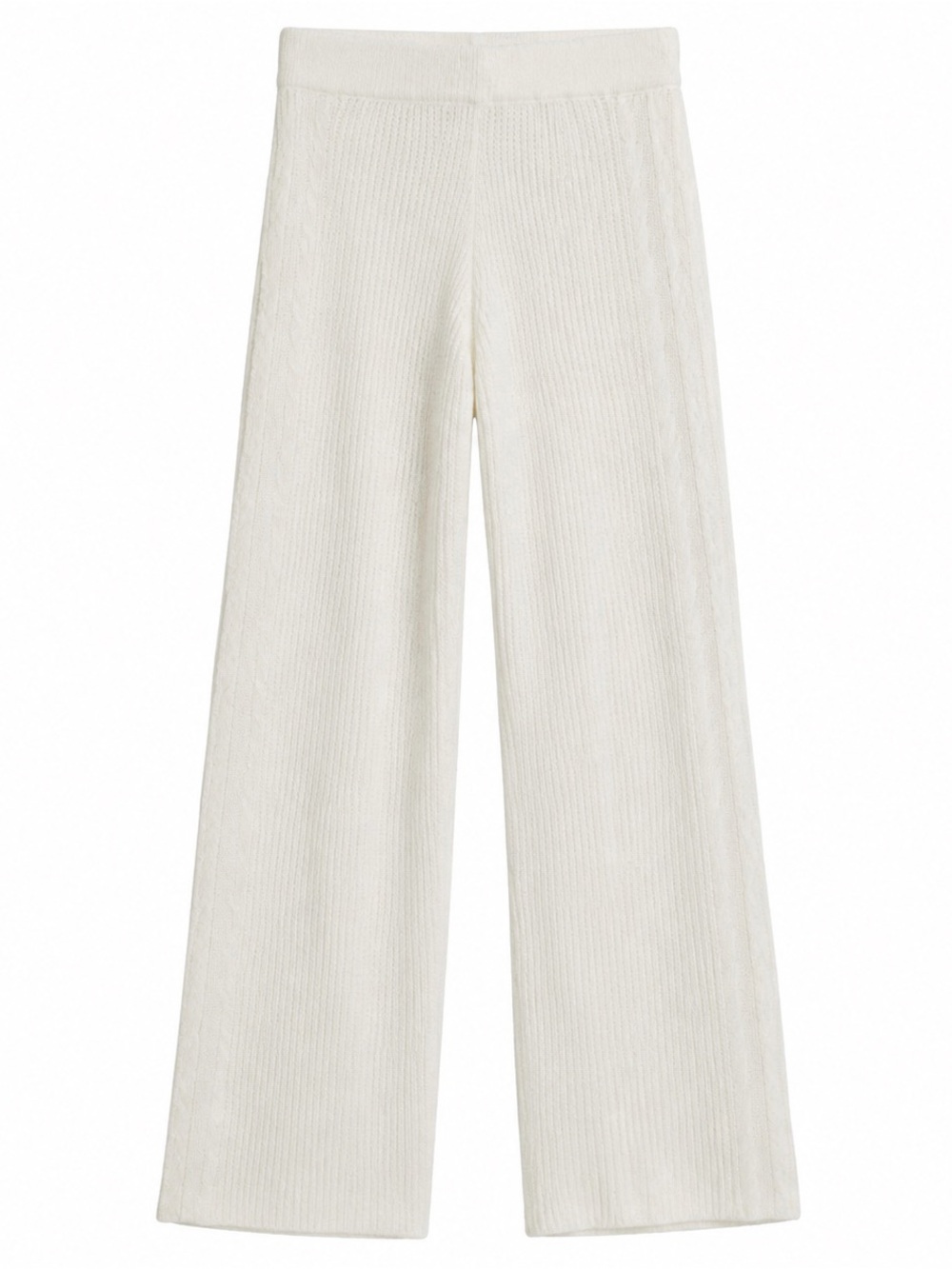 GUESS Women's Rylie Cable-Knit Wide-Leg Dove White Large Pants NWT cozy